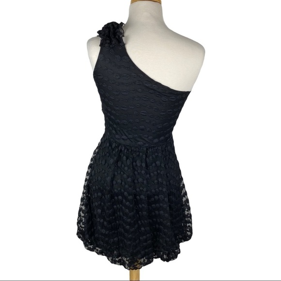 Lola One Shoulder Black Mini Dress - Picture 2 of 7